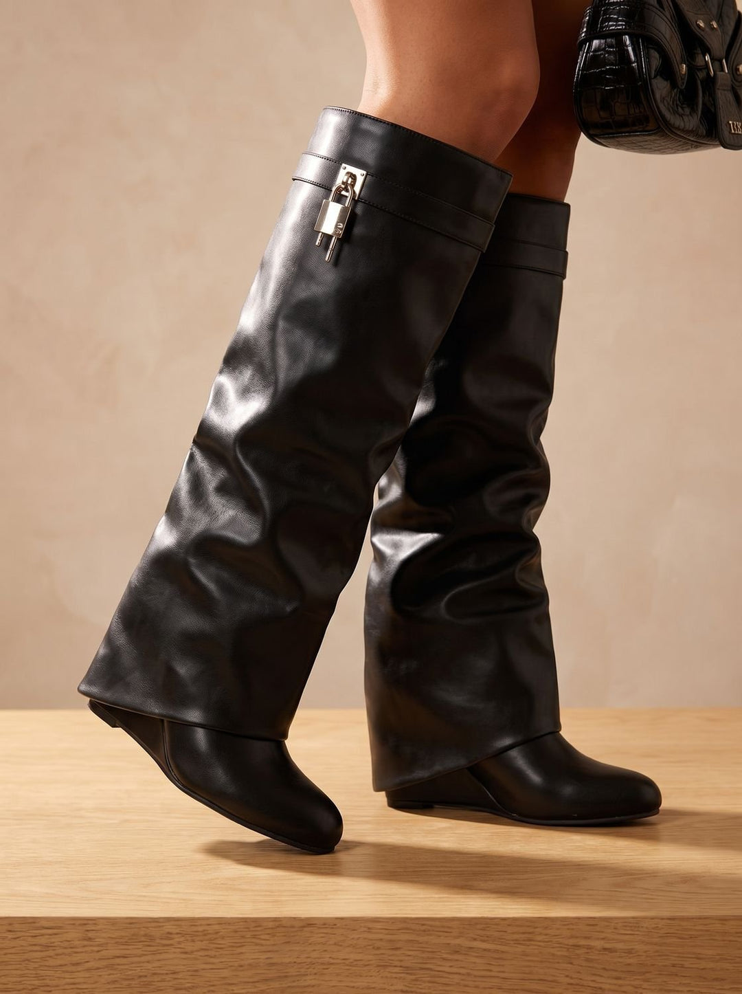 Women's Elegant Faux Leather Knee High Boots (6)
