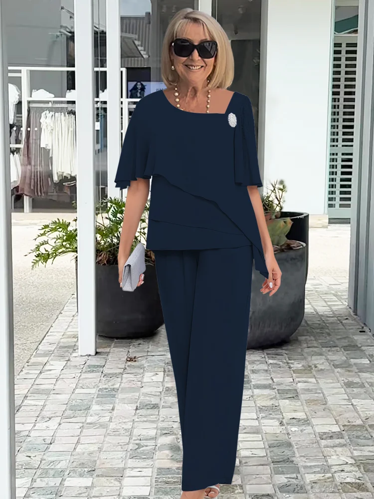 Women's elegant flowing set in Navy
