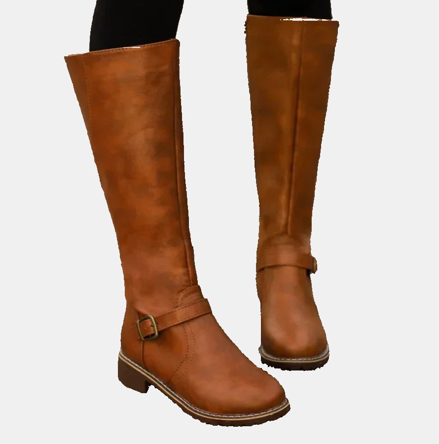 Women's Elegant Knee-High Boots with Slim Design in Brown 2