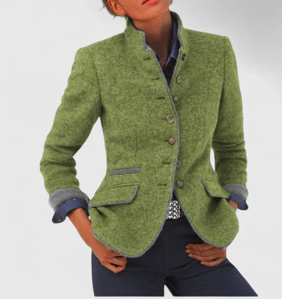 Women's Elegant Knit Cardigan for Business in Green