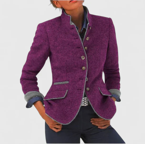 Women's Elegant Knit Cardigan for Business in Purple
