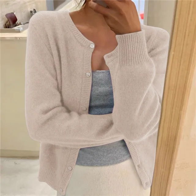 Women's Elegant Knit Cardigan for Casual Days in Aprikose