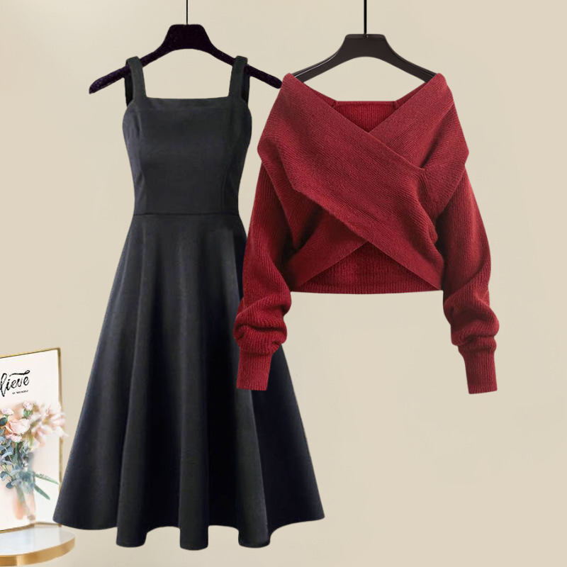 Women's Elegant Knit Jumper Dress with Fishtail in Red