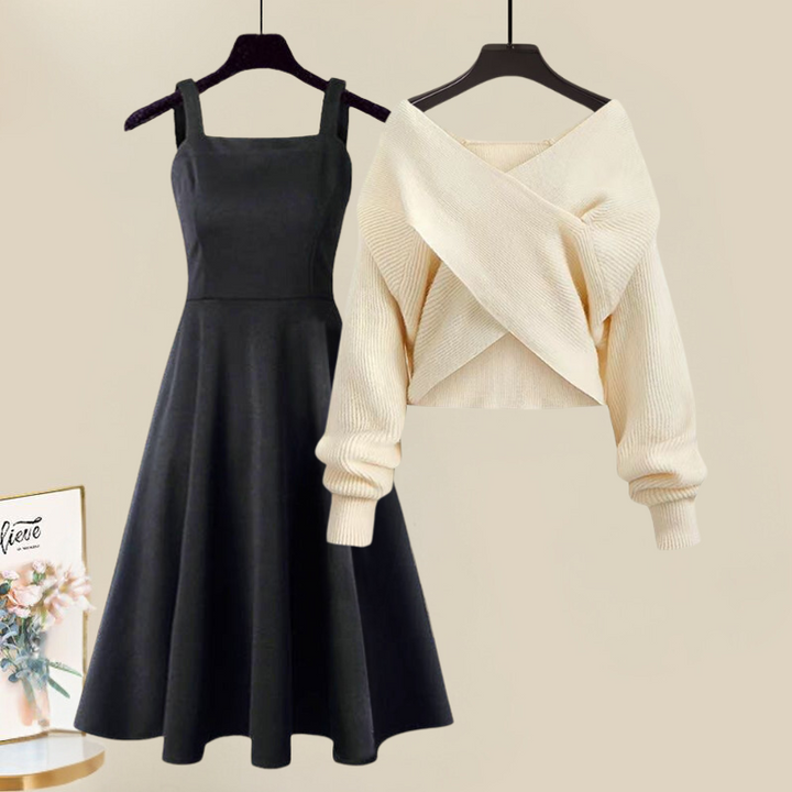 Women's Elegant Knit Jumper Dress with Fishtail in White