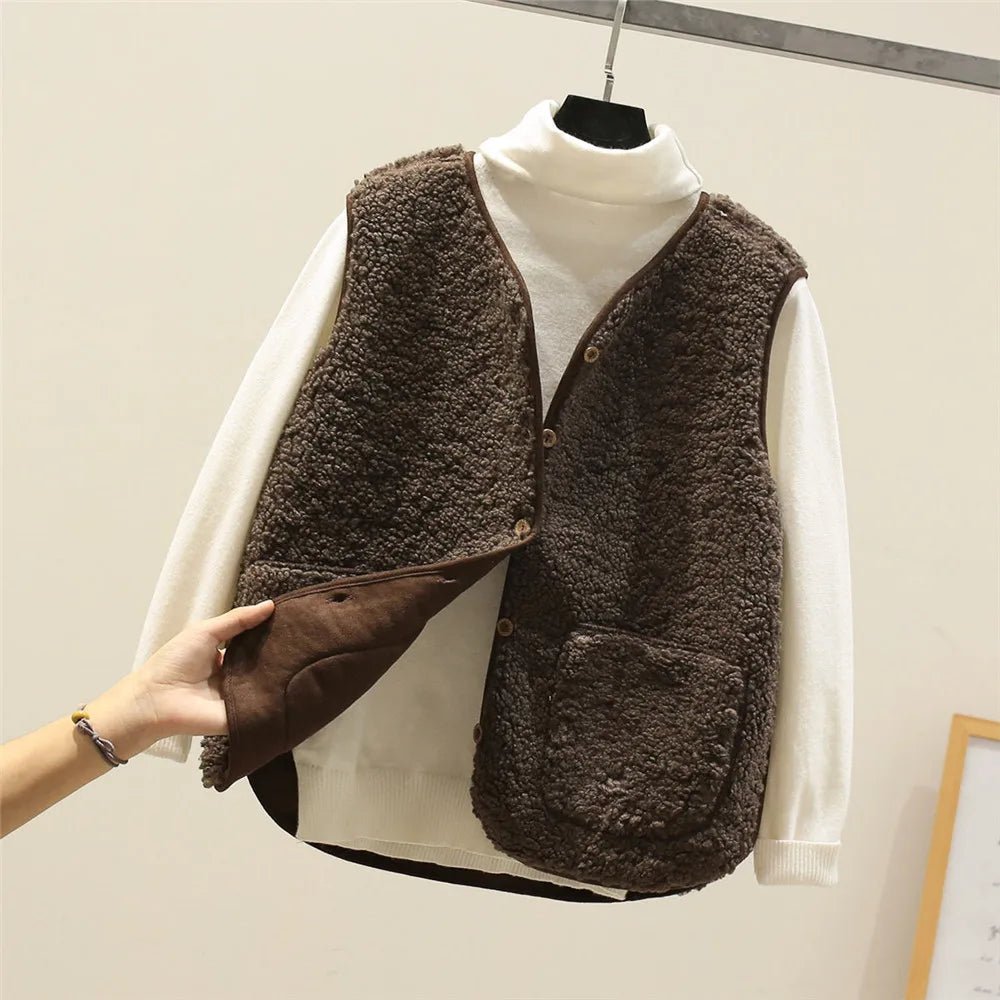 Women's Elegant Knit Layering Vest in Brown
