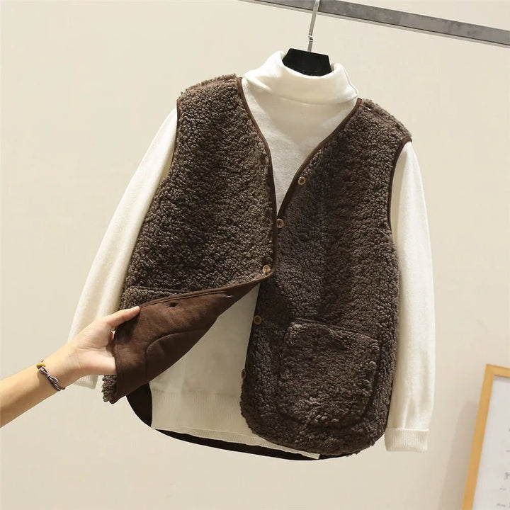 Women's Elegant Knit Layering Vest in Brown