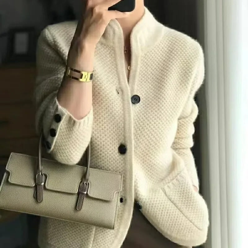 Women's Elegant Layering Cardigan Sweater in Beige
