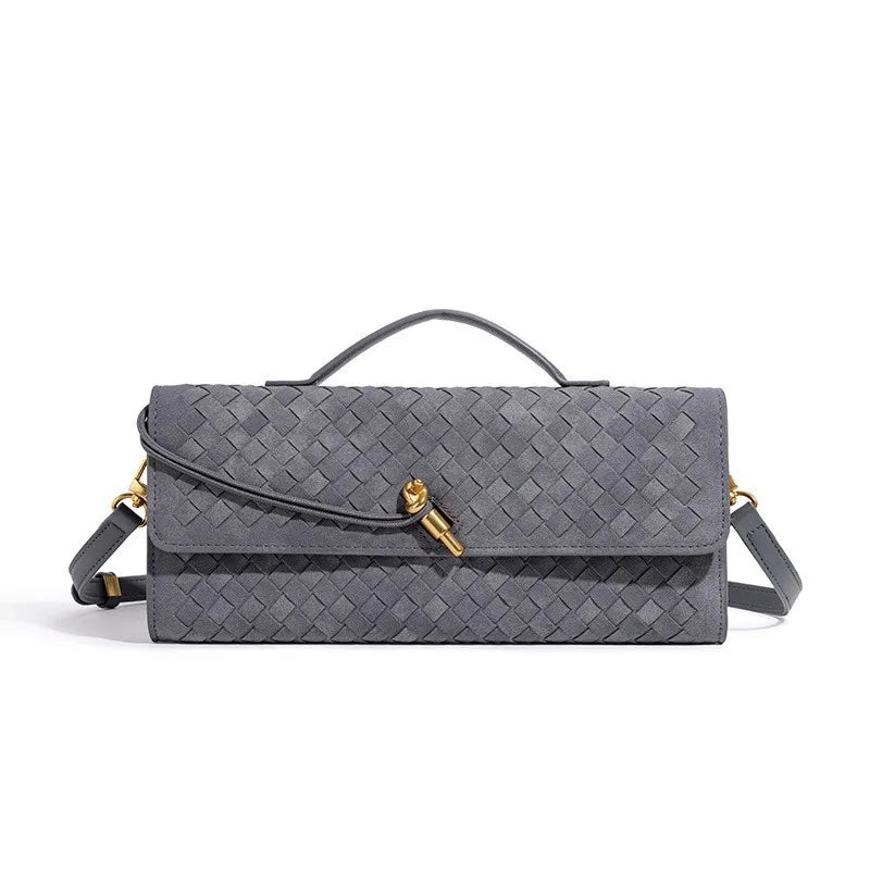 Women's Elegant Leather Tote with Polished Hardware in Grey