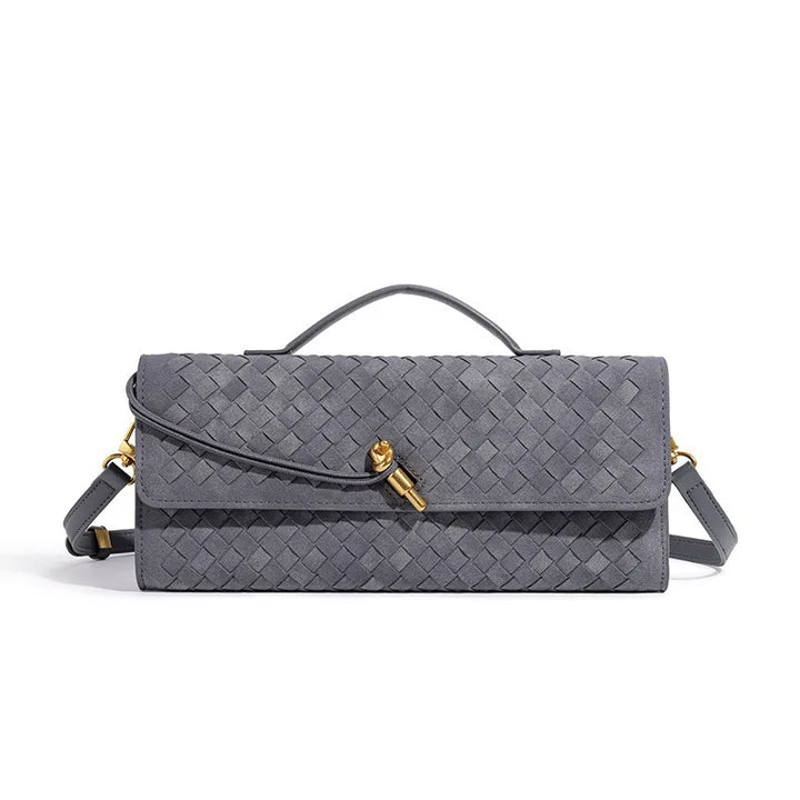 Women's Elegant Leather Tote with Polished Hardware in Grey