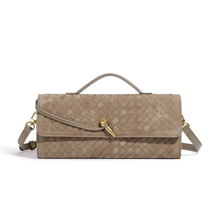 Women's Elegant Leather Tote with Polished Hardware in Khaki