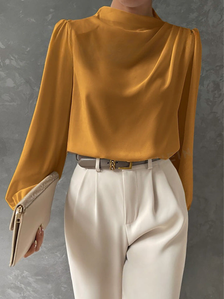Women's Elegant Long-Sleeve Blouse for Summer in Orange