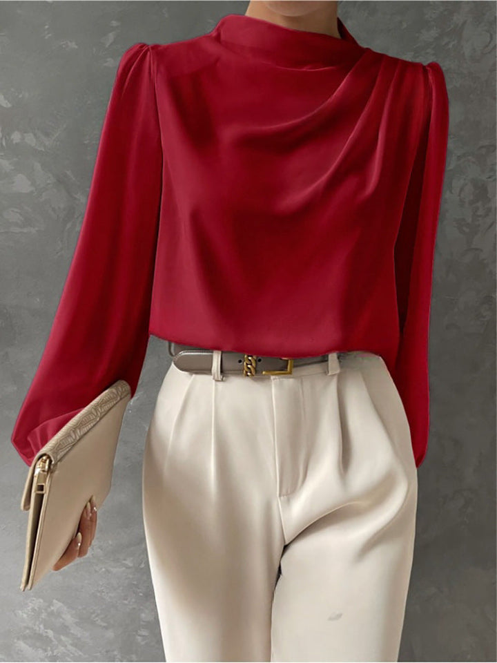 Women's Elegant Long-Sleeve Blouse for Summer in Red