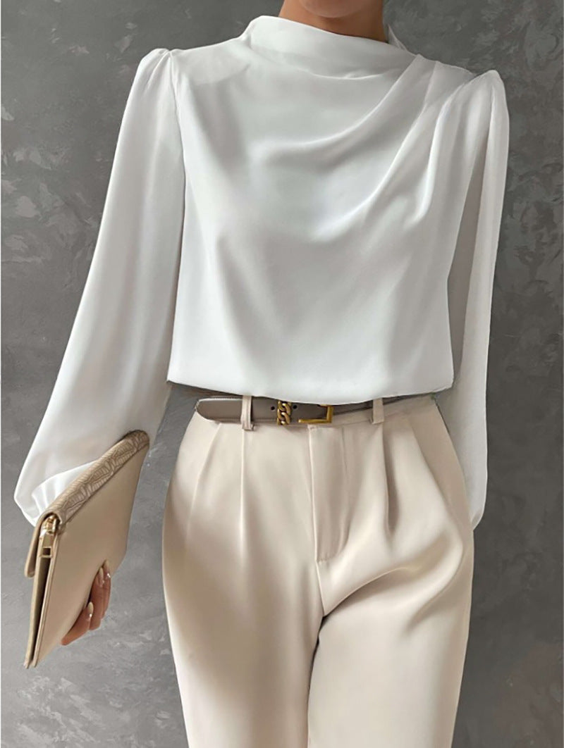 Women's Elegant Long-Sleeve Blouse for Summer in White
