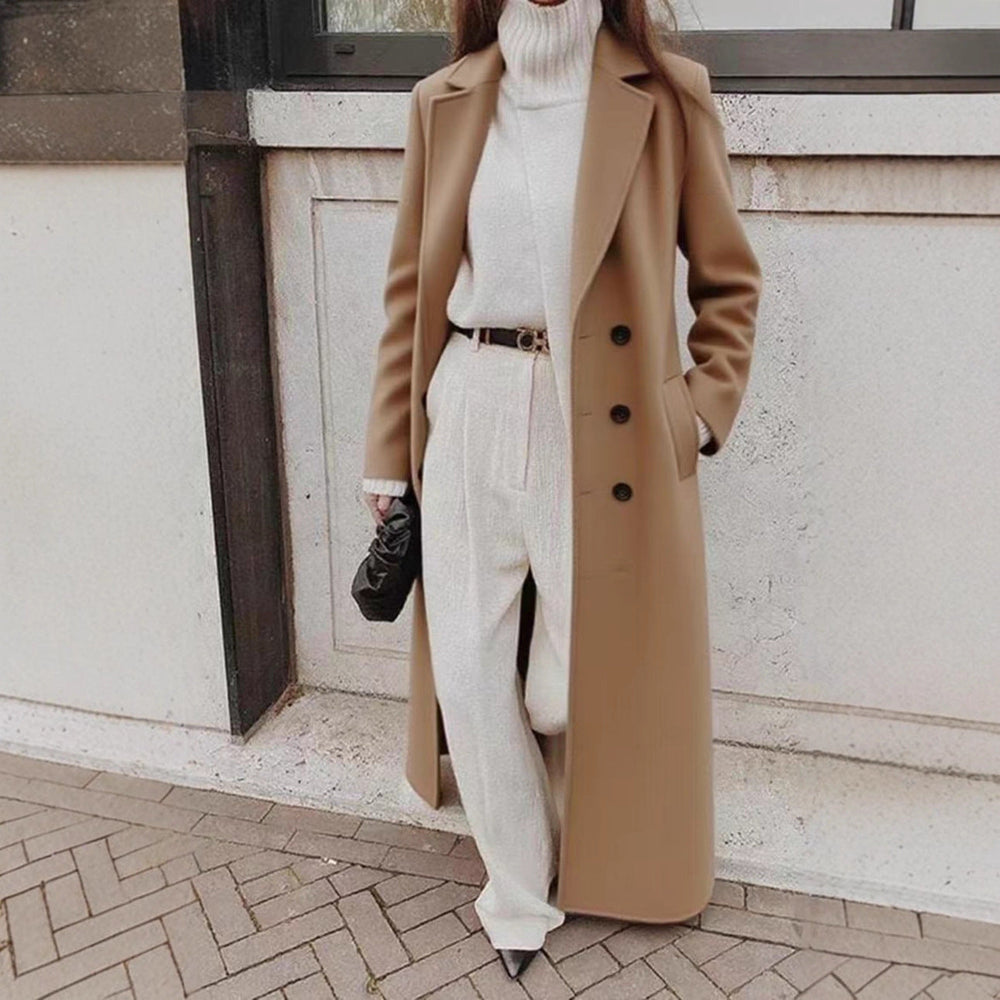 Women's Elegant Longline Coat with Tailored Fit (2)
