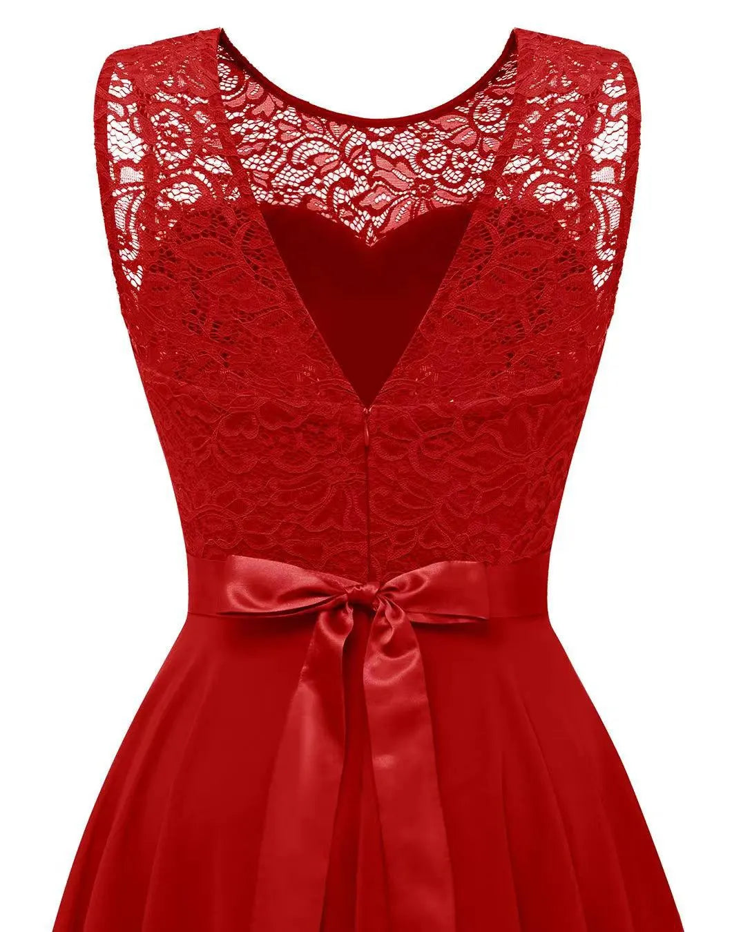 Women's Elegant Midi Dress for Wedding Guests in Dark Red 2