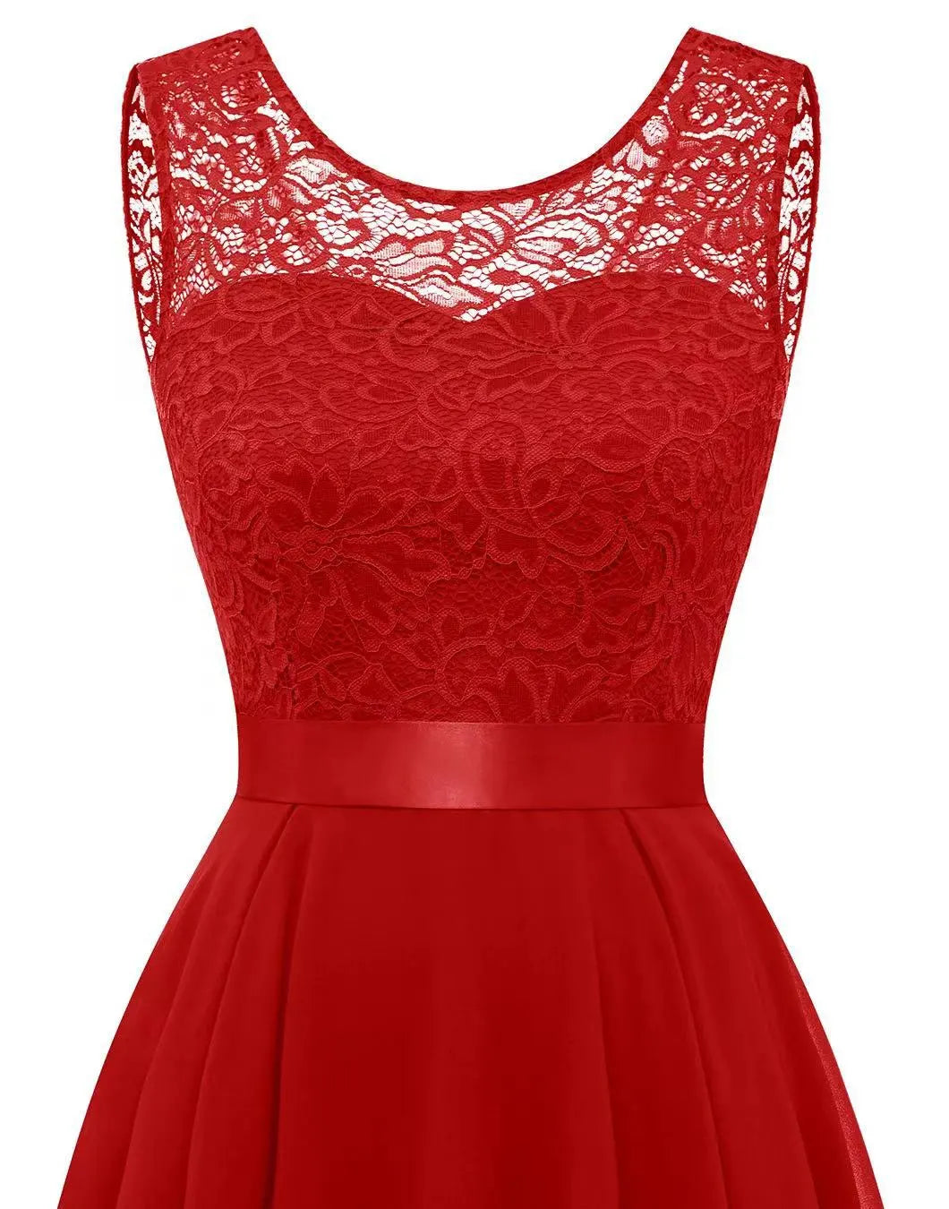 Women's Elegant Midi Dress for Wedding Guests in Dark Red 3