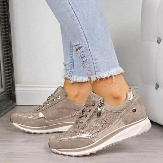 Women's Elegant Orthopedic Support Sneakers in Beige