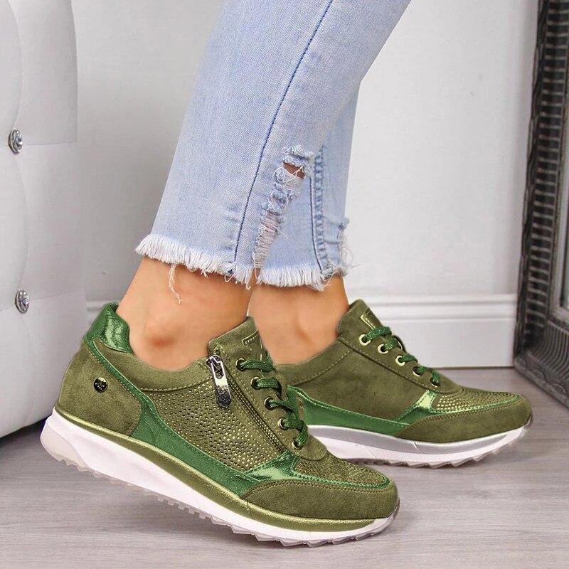Women's Elegant Orthopedic Support Sneakers in Green