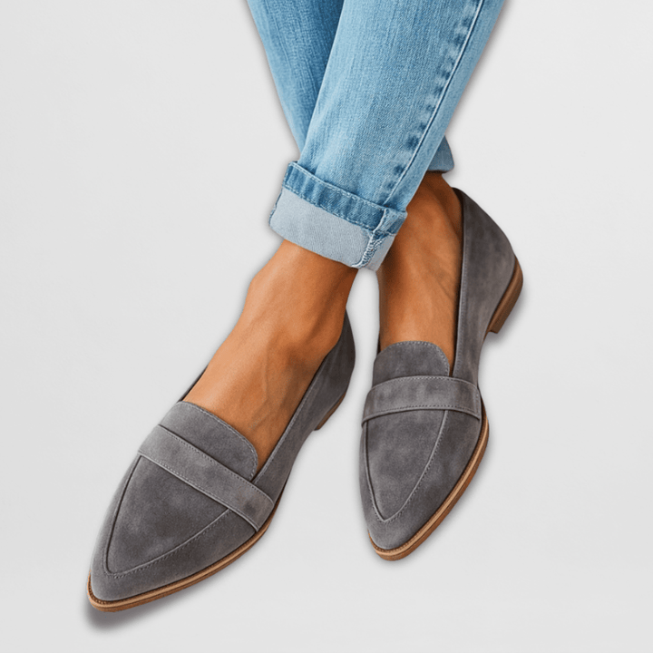 Women's Elegant Pointed Loafer for Spring in Grey