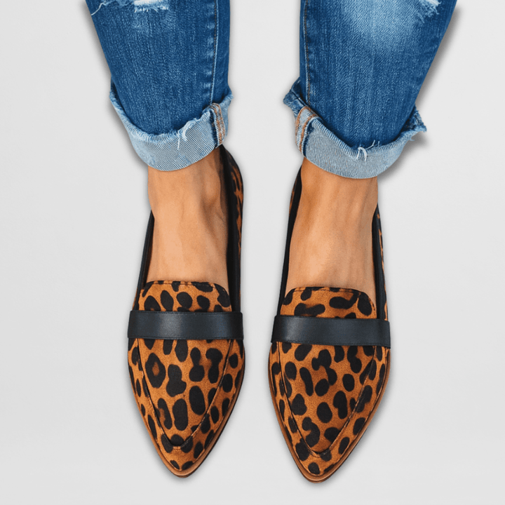 Women's Elegant Pointed Loafer for Spring in Leopard
