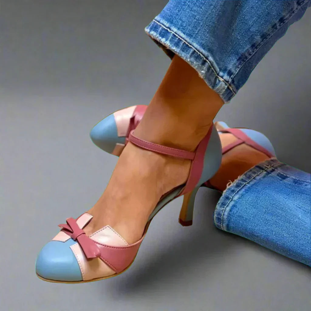 Women's Elegant Pump with Bow Strap in Blue