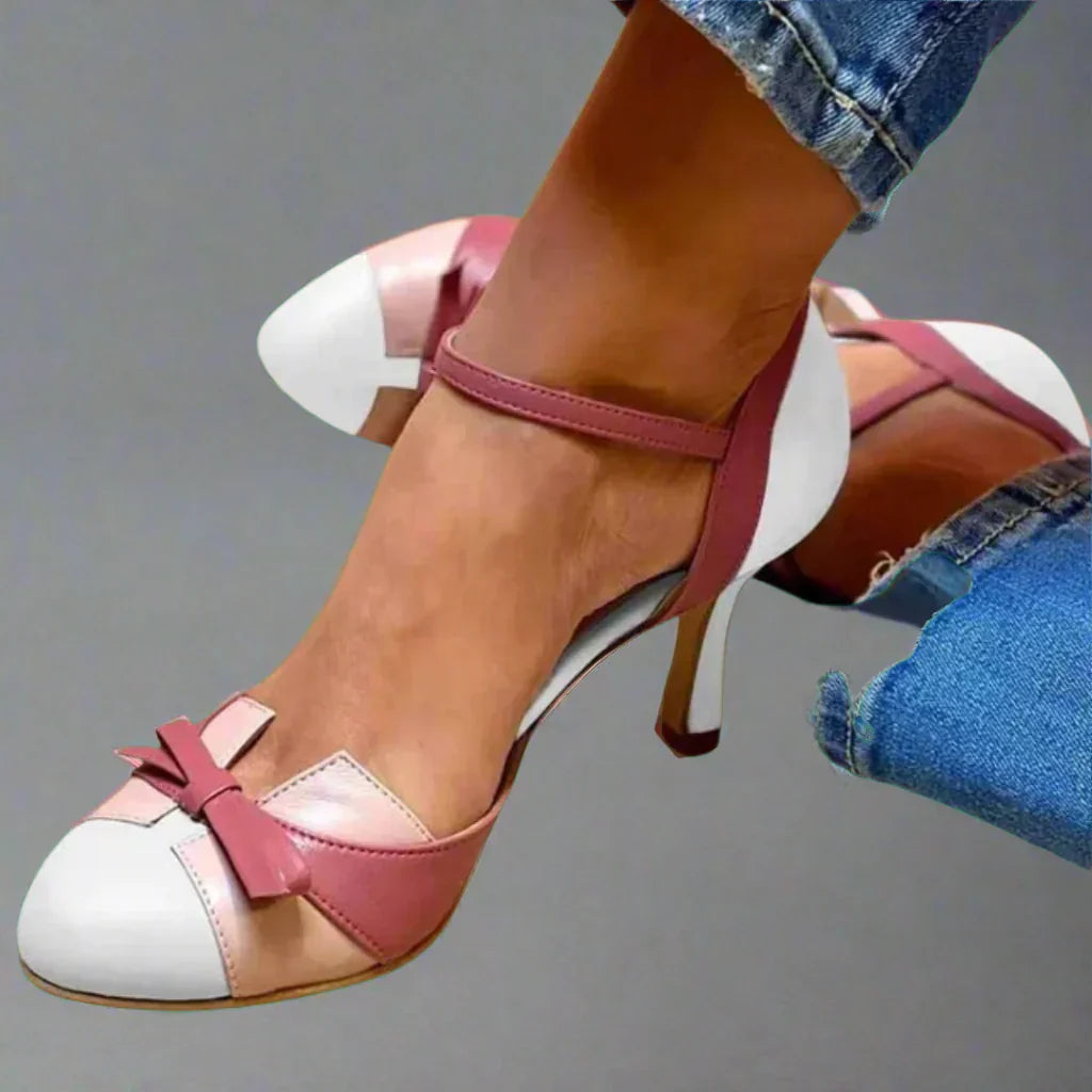 Women's Elegant Pump with Bow Strap in White