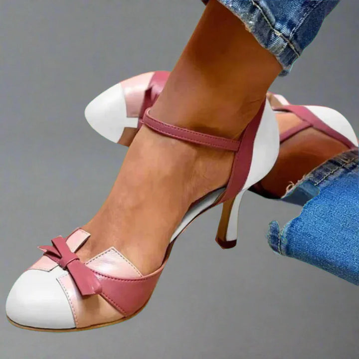 Women's Elegant Pump with Bow Strap in White