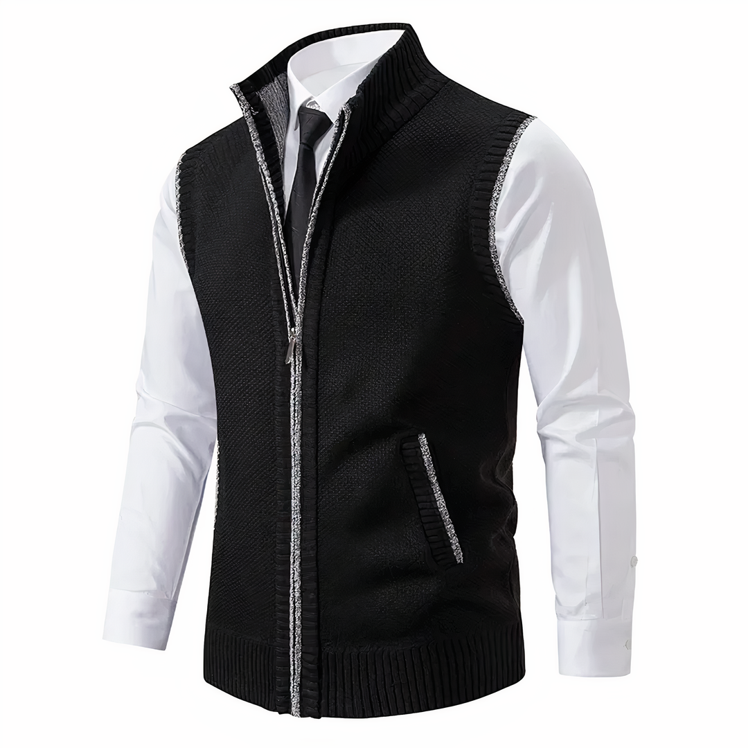 Women's Elegant Sleeveless Fleece Vest in Black