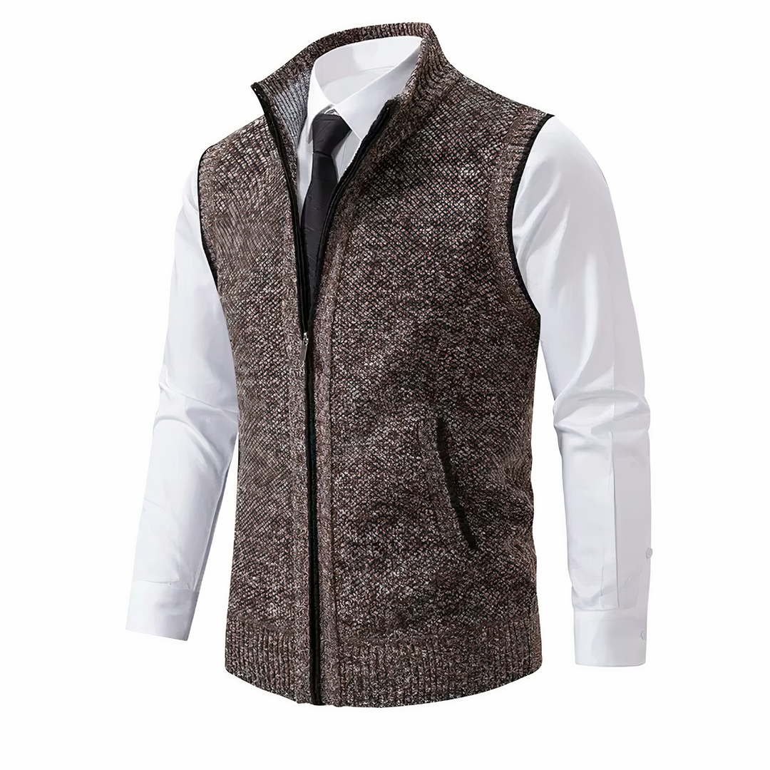 Women's Elegant Sleeveless Fleece Vest in Brown