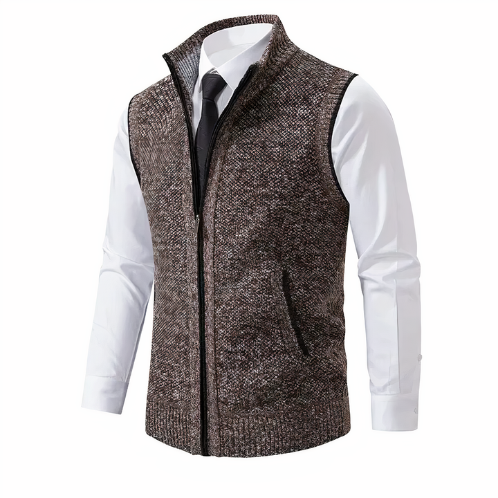 Women's Elegant Sleeveless Fleece Vest in Brown