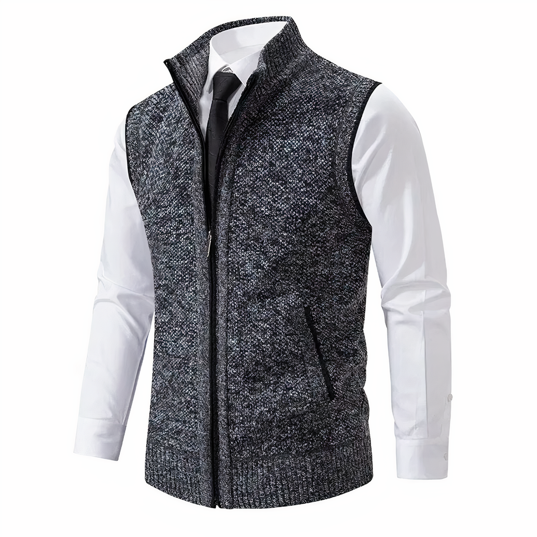 Women's Elegant Sleeveless Fleece Vest in Dark Grey