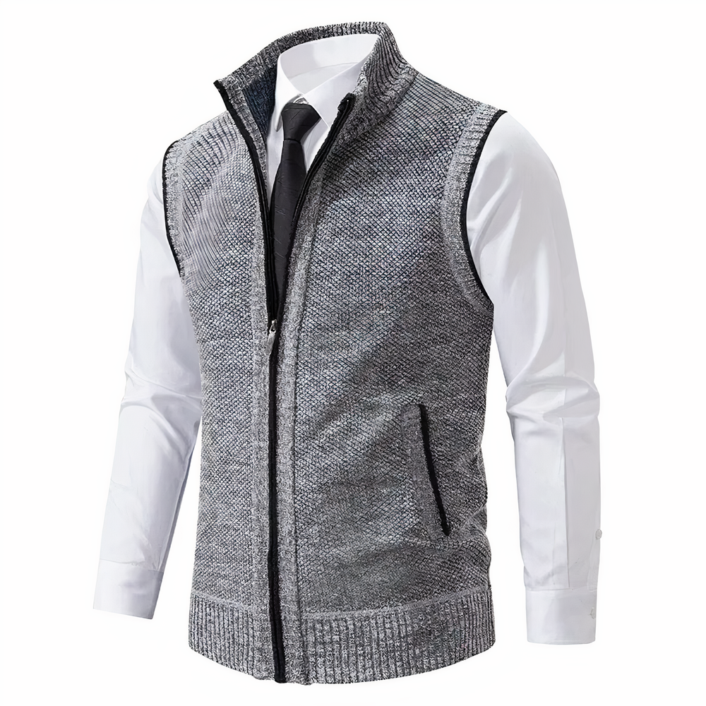 Women's Elegant Sleeveless Fleece Vest in Light Grey