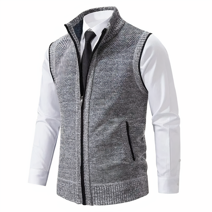 Women's Elegant Sleeveless Fleece Vest in Light Grey