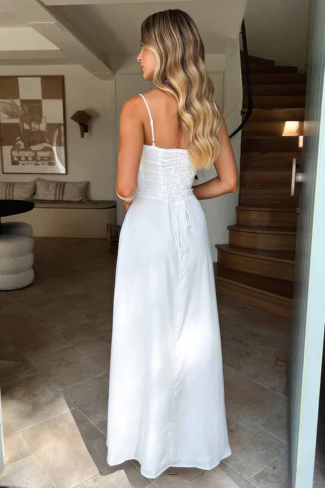 Women's Elegant Summer Dress Maxi in Biały 5