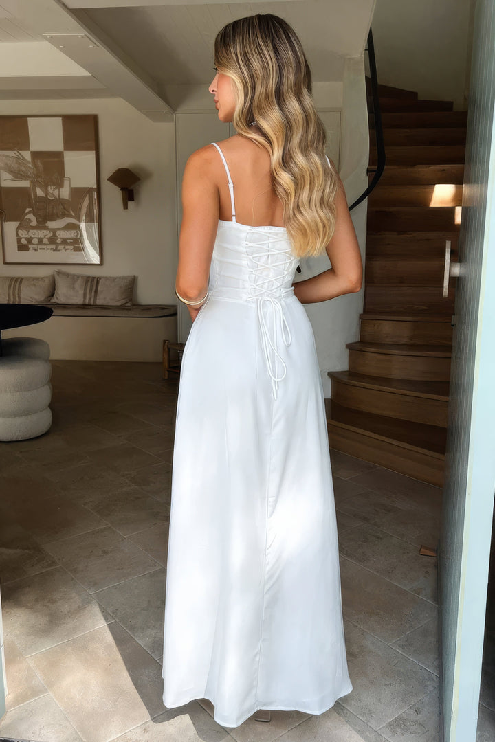 Women's Elegant Summer Dress Maxi in Biały 5