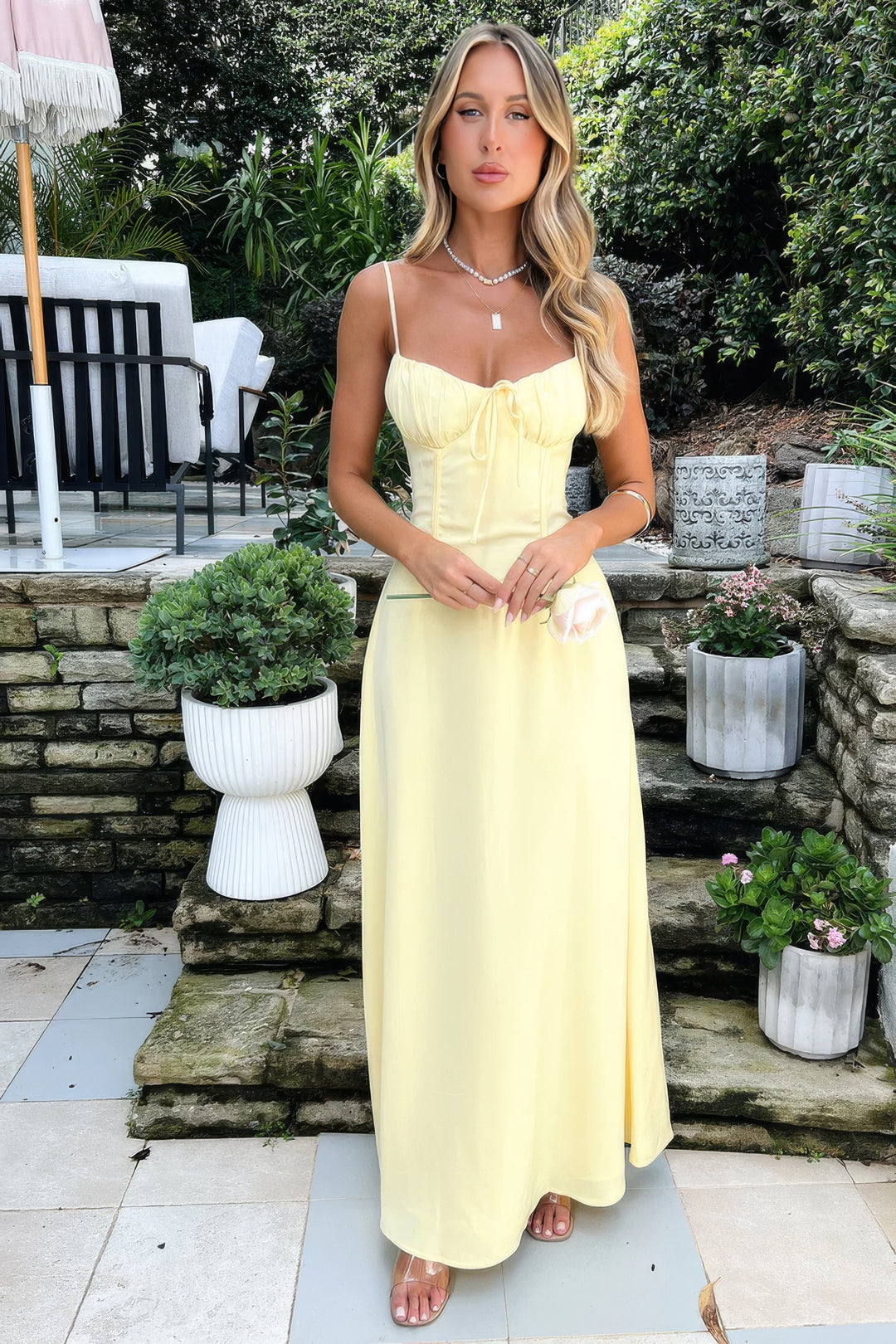 Women's Elegant Summer Dress Maxi in Żółty 1