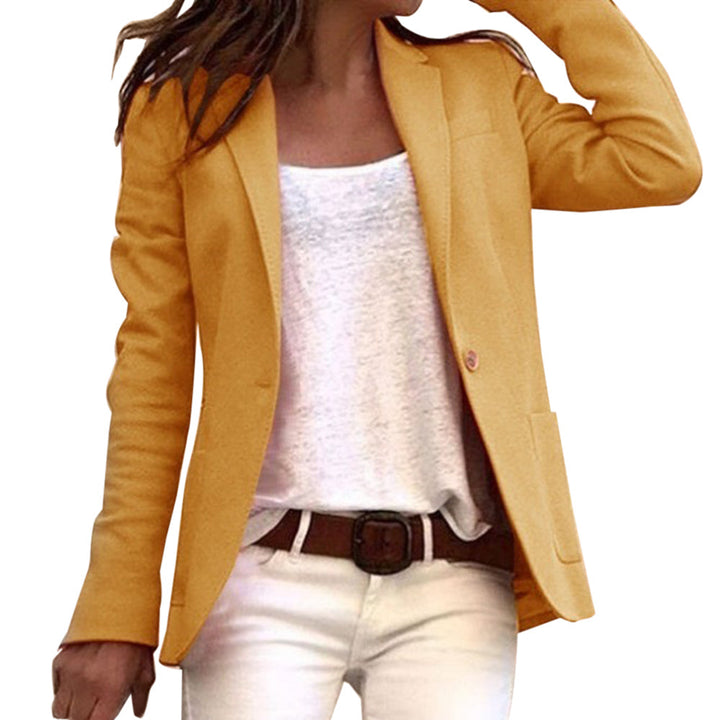 Women's Elegant Tailored Blazer for Work in Yellow