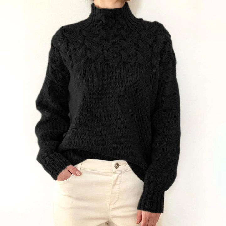 Women's Elegant Turtleneck Knit Sweater in Black