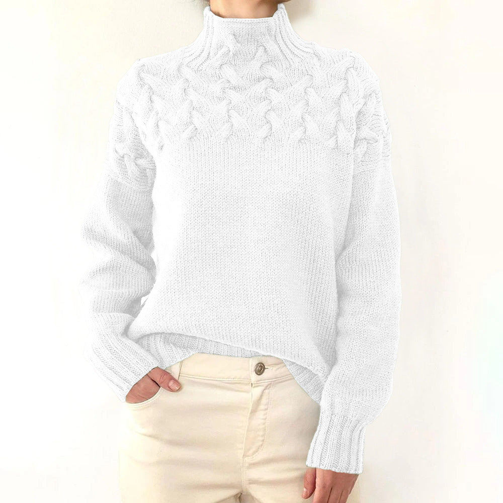 Women's Elegant Turtleneck Knit Sweater in White
