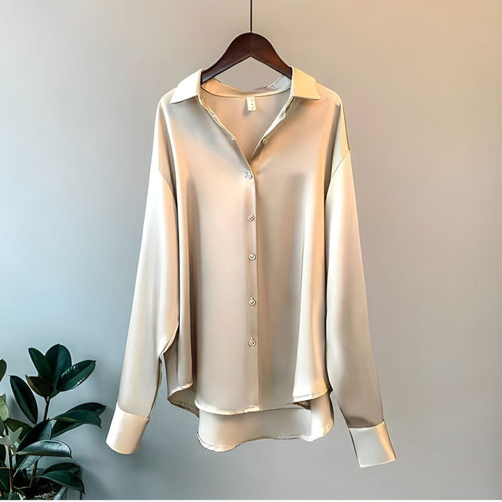 Women's Elegant Vintage Blouse for Everyday in Beige