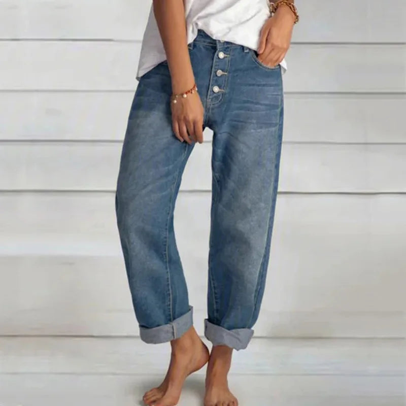 Women's Elegant Wide-Leg Jeans in Blue 2