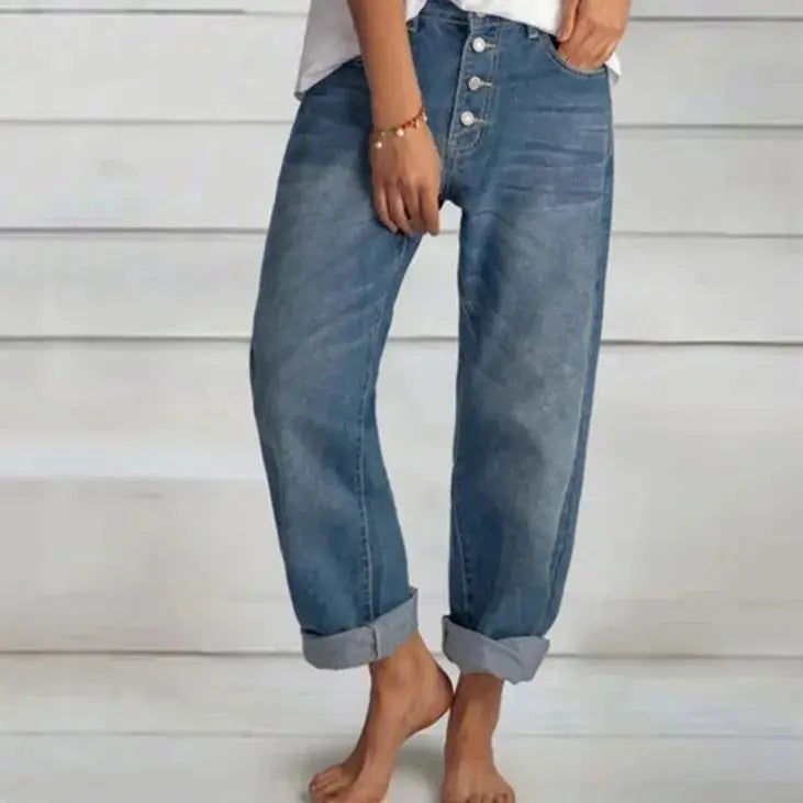 Women's Elegant Wide-Leg Jeans in Blue 3