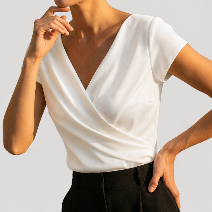 Women's Elegant Wrap Blouse for the Office (2)