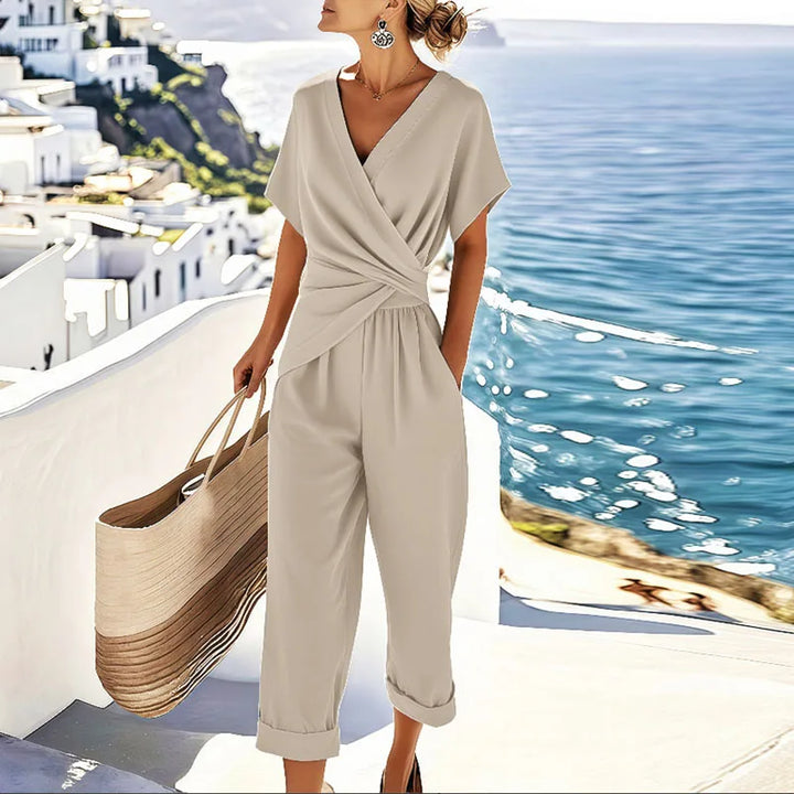 Women's Elegant Wrap Set for Summer in Aprikose