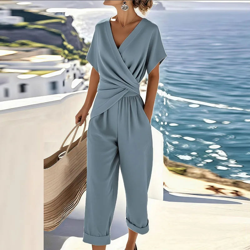 Women's Elegant Wrap Set for Summer in Blue