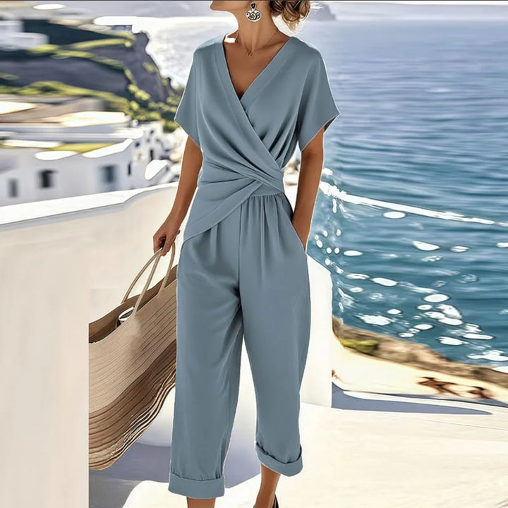 Women's Elegant Wrap Set for Summer in Blue