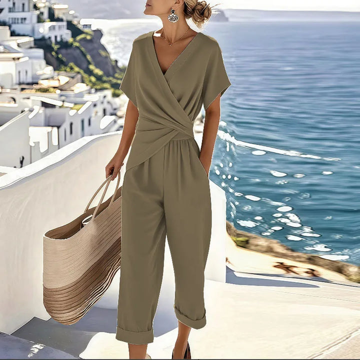 Women's Elegant Wrap Set for Summer in Khaki