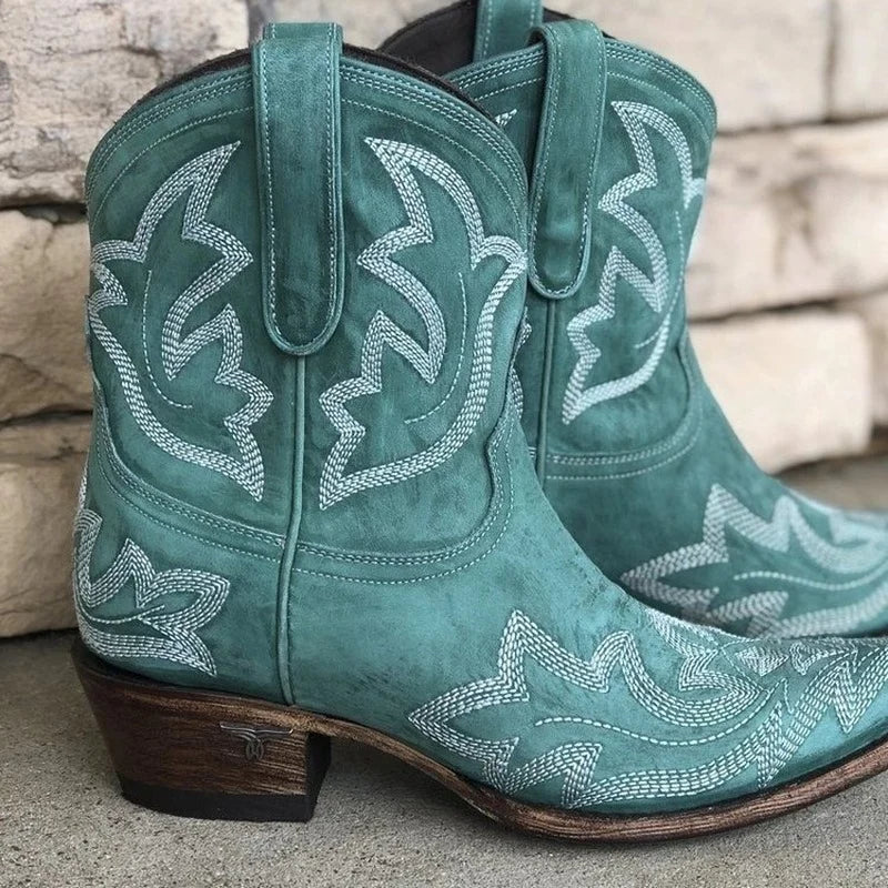 Women's Embroidered Leather Cowboy Boots (3)