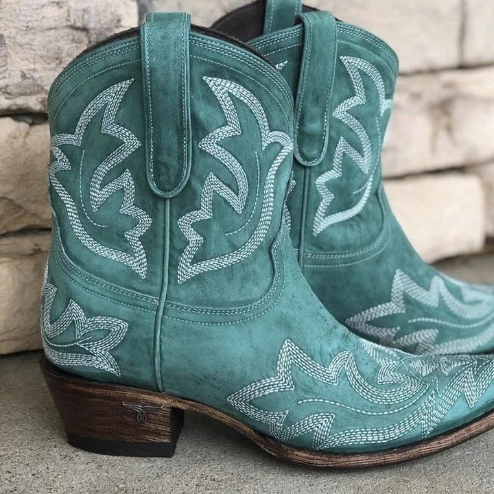 Women's Embroidered Leather Cowboy Boots (3)