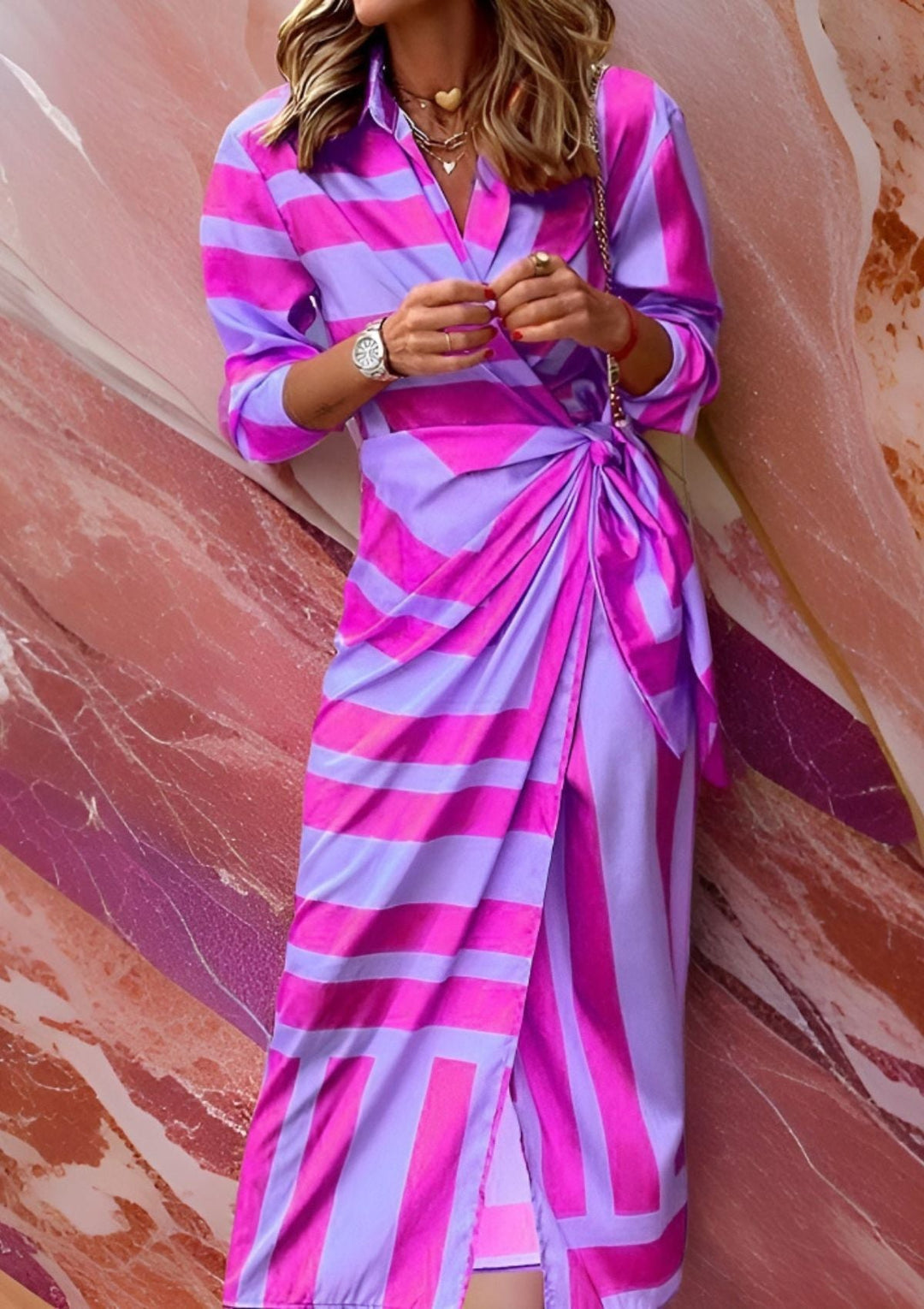Women's Fall Wrap Dress in Purple